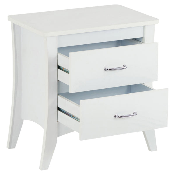 Homeroots 25" White Two Drawers Nightstand White  286121