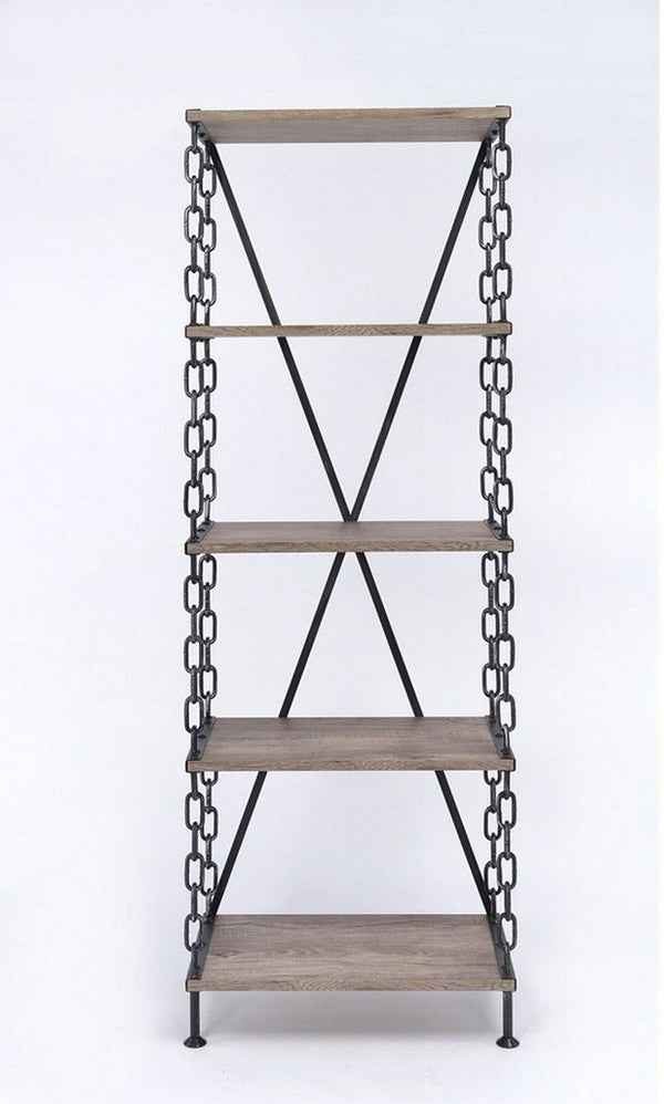 Homeroots 26" X 15" X 75" Rustic Oak And Antique Black Short Side Pier   286125