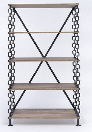 Homeroots 40" X 18" X 72" Rustic Oak And Antique Black Long Side Pier   286126