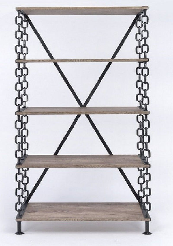 Homeroots 40" X 18" X 72" Rustic Oak And Antique Black Long Side Pier   286126