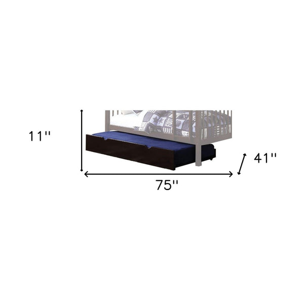 HomeRoots Deep Brown Pull-Out Trundle Bed for Under-Bed Storage & Extra Sleeping Space - Modern & Functional! 286133