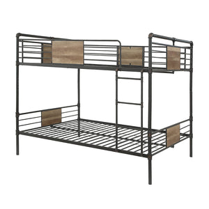 Homeroots 83" X 65" X 68" Sandy Black  Dark Bronze Handbrushed Queen Over Queen Bunk Bed  Metal 286143