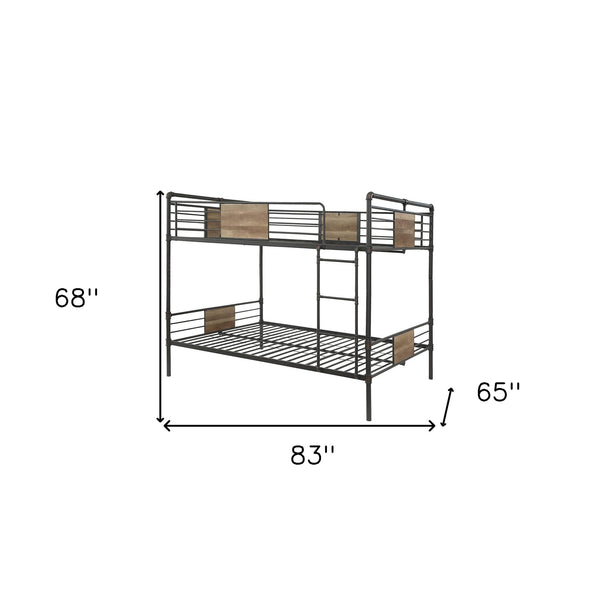 Homeroots 83" X 65" X 68" Sandy Black  Dark Bronze Handbrushed Queen Over Queen Bunk Bed  Metal 286143