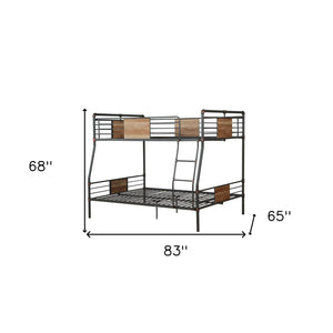 Homeroots Dark Brown Full Industrial Metal Bunk Bed  Metal 286144