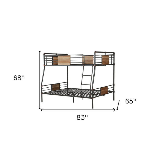Homeroots Dark Brown Full Industrial Metal Bunk Bed  Metal 286144