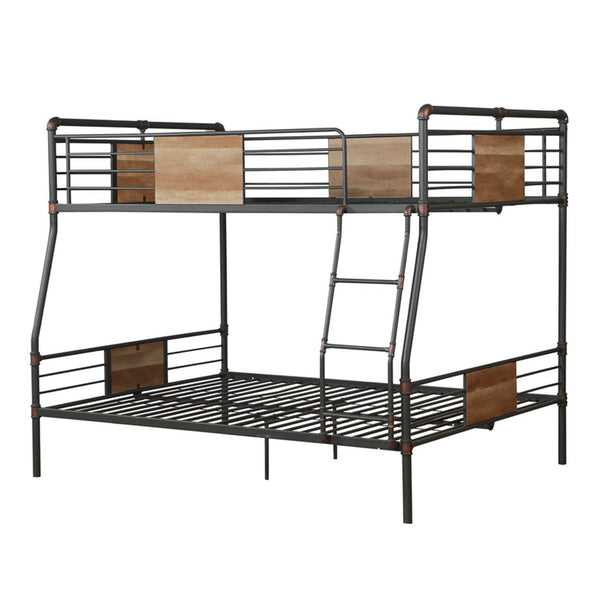 Homeroots Dark Brown Full Industrial Metal Bunk Bed  Metal 286144