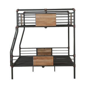 Homeroots Dark Brown Full Industrial Metal Bunk Bed  Metal 286144