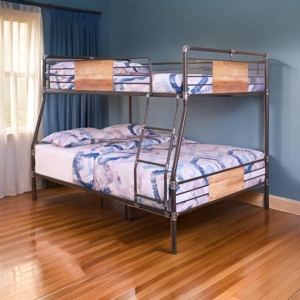 Homeroots Dark Brown Full Industrial Metal Bunk Bed  Metal 286144