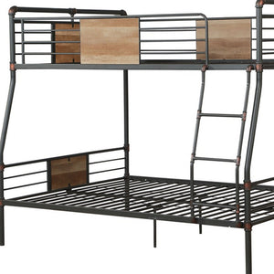 Homeroots Dark Brown Full Industrial Metal Bunk Bed  Metal 286144