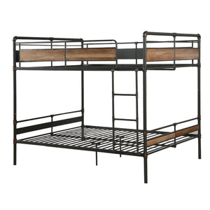 Homeroots 83" X 65" X 68" Sandy Black  Dark Bronze Handbrushed Queen Over Queen Bunk Bed  Metal 286145