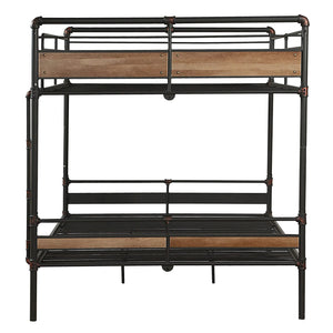 Homeroots 83" X 65" X 68" Sandy Black  Dark Bronze Handbrushed Queen Over Queen Bunk Bed  Metal 286145