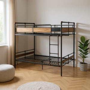HomeRoots Bronze Elegant Metal Bunk Bed for Two Queen Mattresses - Space-Saving Solution for Any Room Queen Over Queen 286145