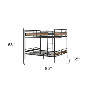 Homeroots 83" X 65" X 68" Sandy Black  Dark Bronze Handbrushed Queen Over Queen Bunk Bed  Metal 286145