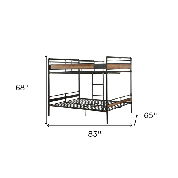 Homeroots 83" X 65" X 68" Sandy Black  Dark Bronze Handbrushed Queen Over Queen Bunk Bed  Metal 286145