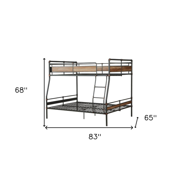 Homeroots Dark Brown Full Industrial Metal Bunk Bed  Metal 286146