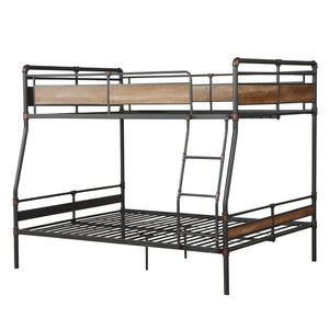 Homeroots Dark Brown Full Industrial Metal Bunk Bed  Metal 286146