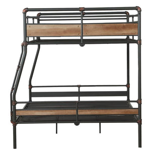 Homeroots Dark Brown Full Industrial Metal Bunk Bed  Metal 286146