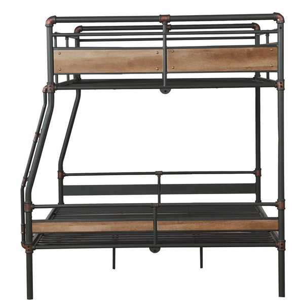 Homeroots Dark Brown Full Industrial Metal Bunk Bed  Metal 286146