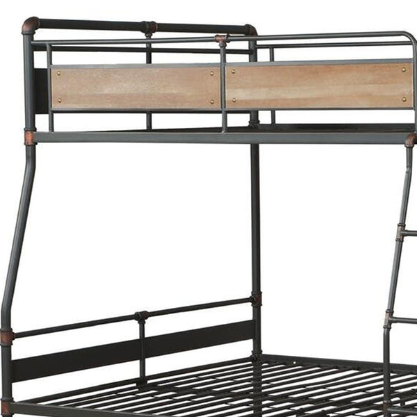 Homeroots Dark Brown Full Industrial Metal Bunk Bed  Metal 286146