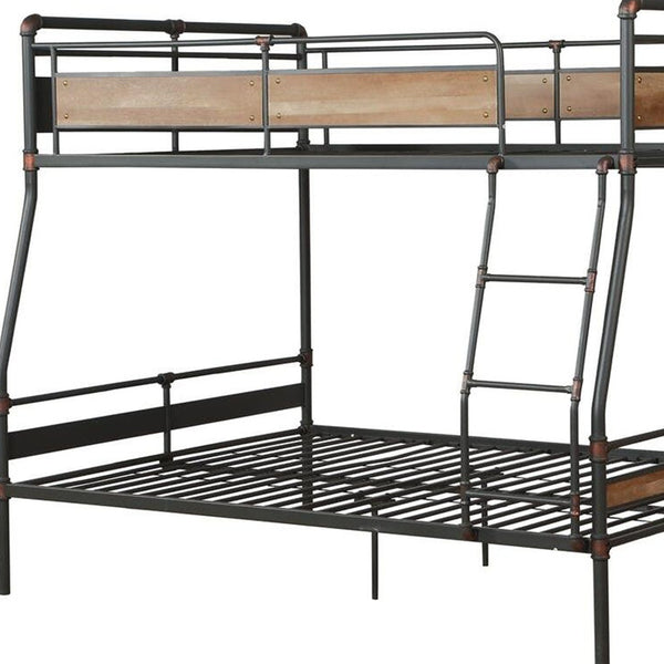 Homeroots Dark Brown Full Industrial Metal Bunk Bed  Metal 286146