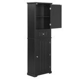 English Elm Tall Bathroom Storage Cabinet, Freestanding Storage Cabinet With Drawer and Adjustable Shelf, Mdf Board With Painted Finish, Black