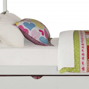 HomeRoots White Twin Over Full Solid Wood Bunk Bed with Stairs, Trundle & Storage - Stylish Space Saver! 286160