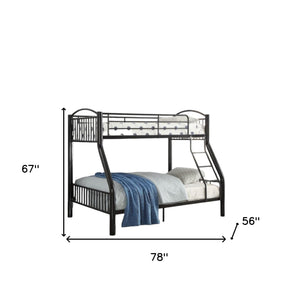 Homeroots 78" X 56" X 67" Twin Over Full Black Bunk Bed Black Metal 286161