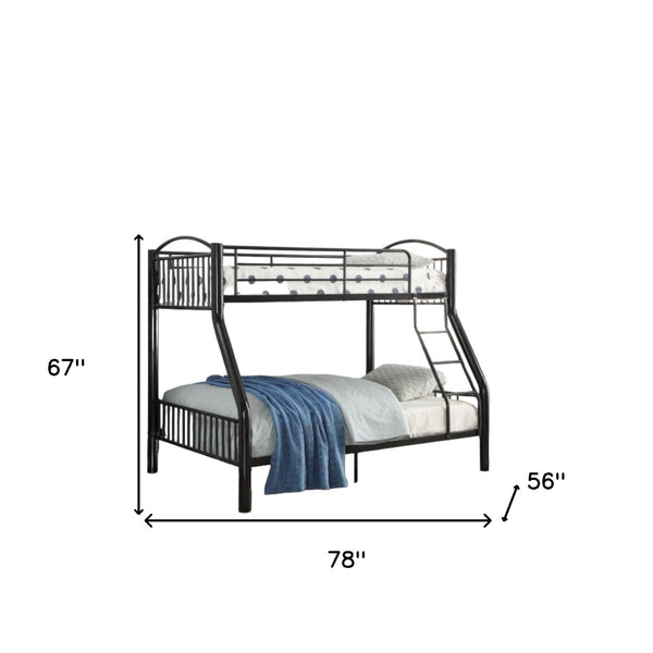 Homeroots 78" X 56" X 67" Twin Over Full Black Bunk Bed Black Metal 286161