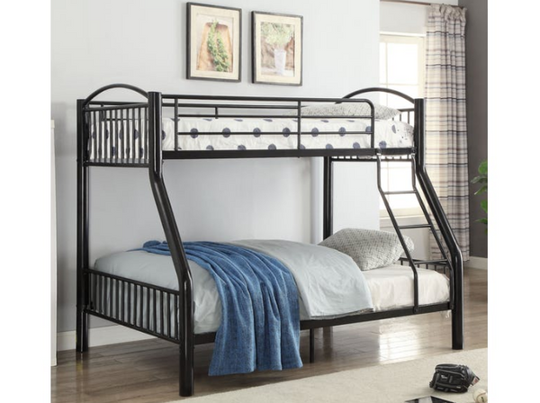 Homeroots 78" X 56" X 67" Twin Over Full Black Bunk Bed Black Metal 286161