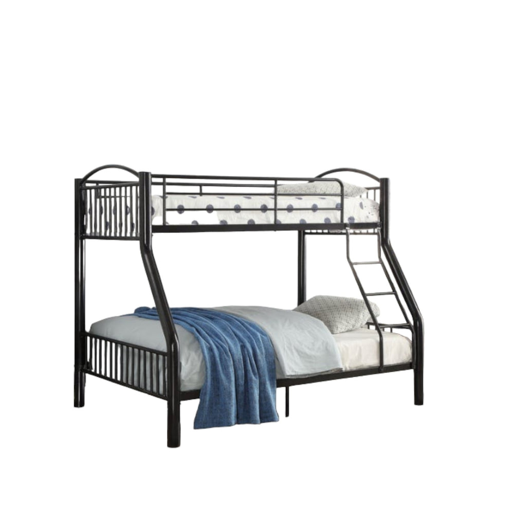 Homeroots 78" X 56" X 67" Twin Over Full Black Bunk Bed Black Metal 286161