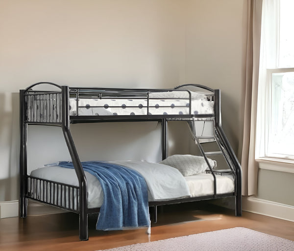 Homeroots 78" X 56" X 67" Twin Over Full Black Bunk Bed Black Metal 286161