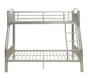 Homeroots 78" X 56" X 67" Silver Metal Twin Over Full  Bunk Bed Silver Metal 286162