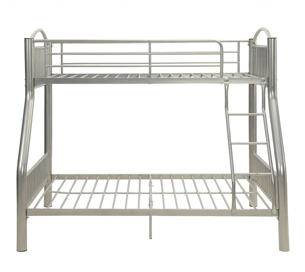 Homeroots 78" X 56" X 67" Silver Metal Twin Over Full  Bunk Bed Silver Metal 286162