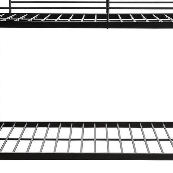 HomeRoots Black Twin Metal Bunk Bed - Durable, Convertible Twin-Over-Twin Design for Kids’ Rooms & Guest Spaces 286163