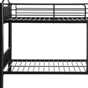 HomeRoots Black Twin Metal Bunk Bed - Durable, Convertible Twin-Over-Twin Design for Kids’ Rooms & Guest Spaces 286163