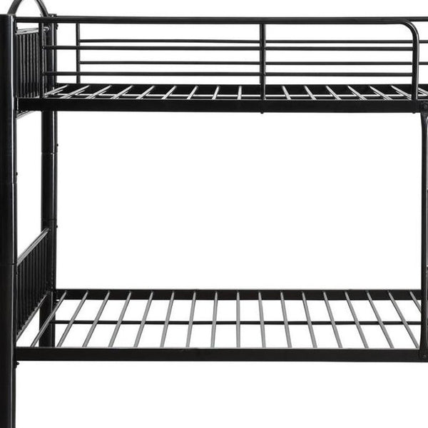 HomeRoots Black Twin Metal Bunk Bed - Durable, Convertible Twin-Over-Twin Design for Kids’ Rooms & Guest Spaces 286163