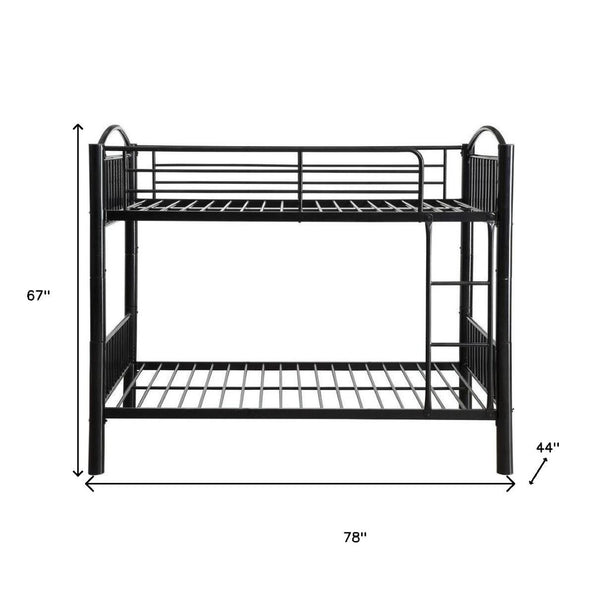 HomeRoots Black Twin Metal Bunk Bed - Durable, Convertible Twin-Over-Twin Design for Kids’ Rooms & Guest Spaces 286163