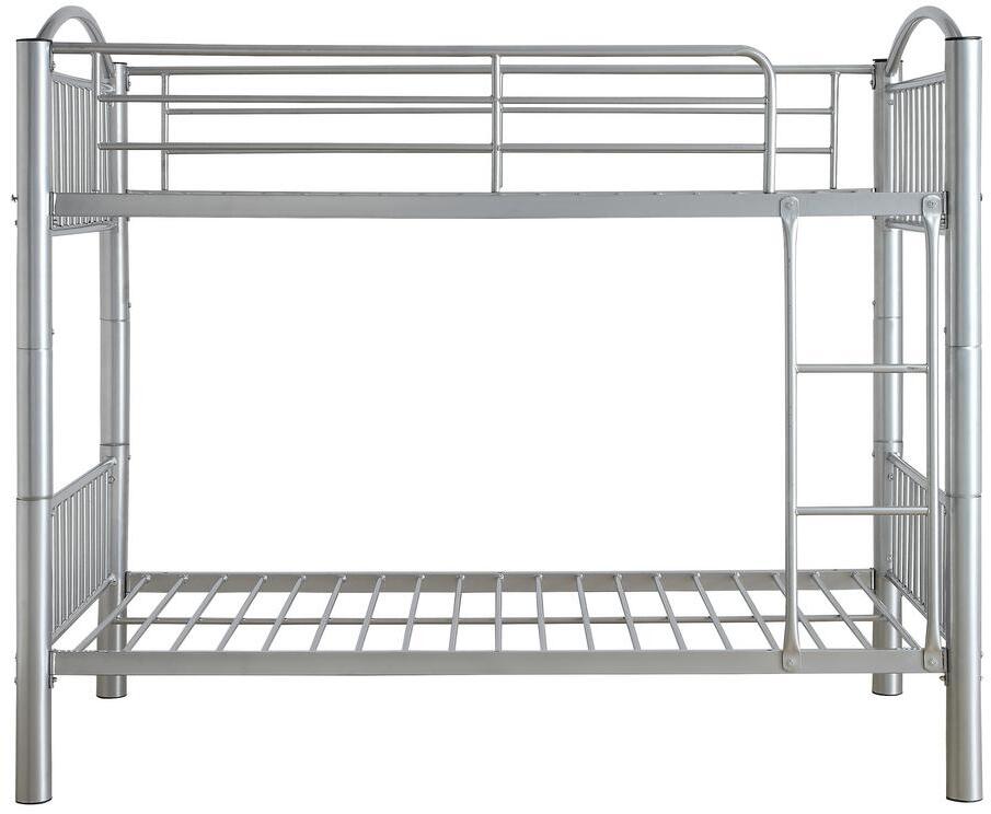 Homeroots 78" X 44" X 67" Twin Over Twin Silver Metal Bunk Bed Silver Metal 286164