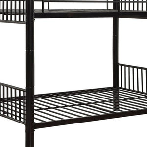 HomeRoots Black Full Metal Bunk Bed - Stylish Space-Saving Design with Versatile Configurations for Kids' Rooms 286165