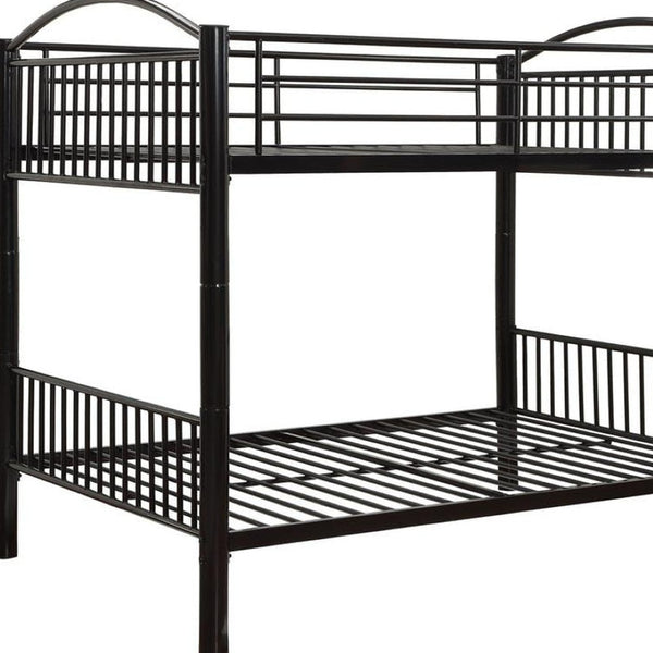 HomeRoots Black Full Metal Bunk Bed - Stylish Space-Saving Design with Versatile Configurations for Kids' Rooms 286165