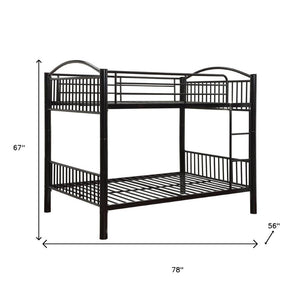 HomeRoots Black Full Metal Bunk Bed - Stylish Space-Saving Design with Versatile Configurations for Kids' Rooms 286165