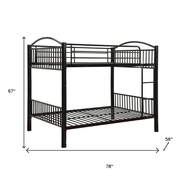 HomeRoots Black Full Metal Bunk Bed - Stylish Space-Saving Design with Versatile Configurations for Kids' Rooms 286165