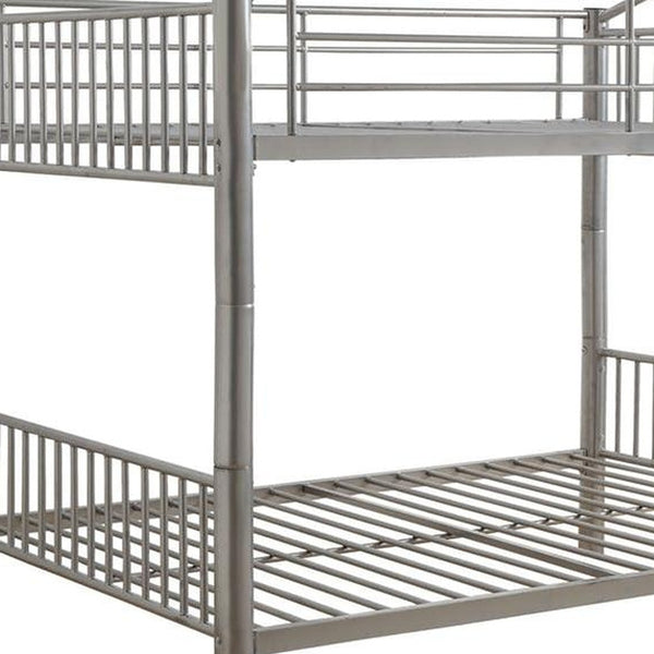 Homeroots 78" X 56" X 67" Silver Metal Full Over Full Bunk Bed Silver Metal 286166