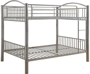 Homeroots 78" X 56" X 67" Silver Metal Full Over Full Bunk Bed Silver Metal 286166