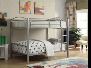 Homeroots 78" X 56" X 67" Silver Metal Full Over Full Bunk Bed Silver Metal 286166