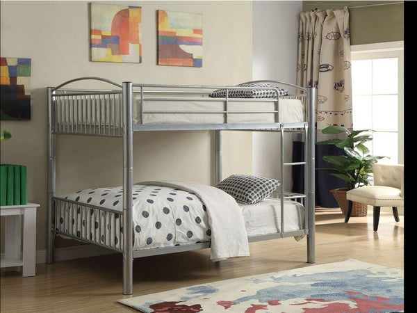 Homeroots 78" X 56" X 67" Silver Metal Full Over Full Bunk Bed Silver Metal 286166