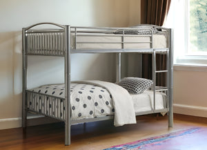 Homeroots 78" X 56" X 67" Silver Metal Full Over Full Bunk Bed Silver Metal 286166