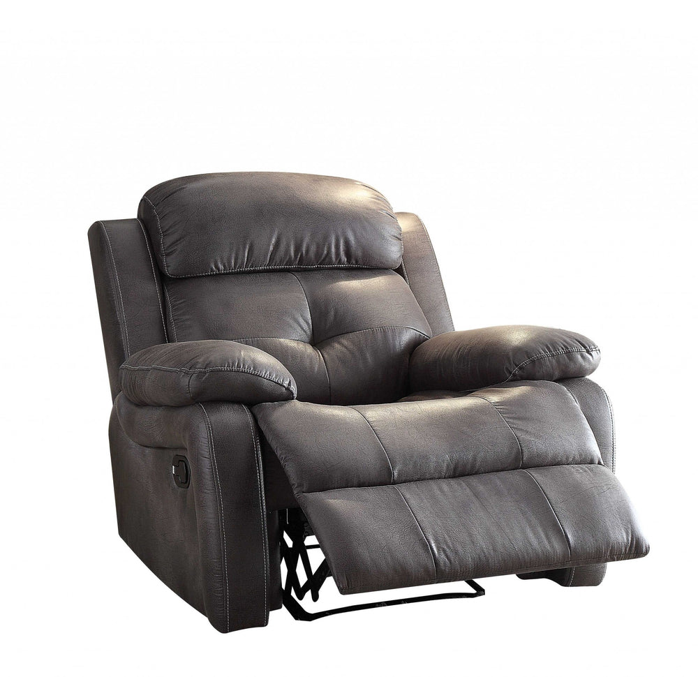 Homeroots 40" X 40" X 37" Gray Polished Microfiber Fabric Recliner   286169