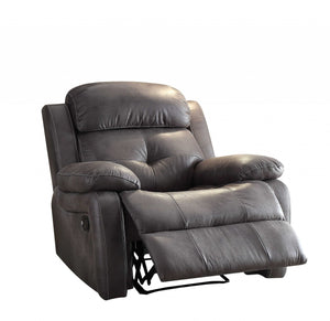 Homeroots 40" X 40" X 37" Gray Polished Microfiber Fabric Recliner   286169