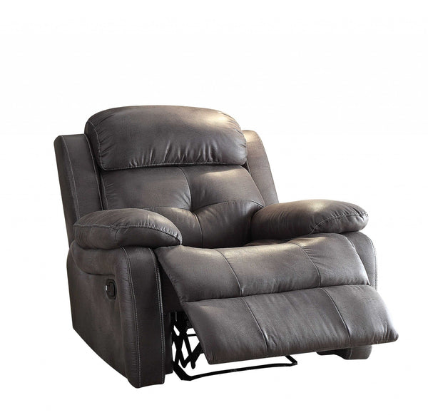 Homeroots 40" X 40" X 37" Gray Polished Microfiber Fabric Recliner   286169